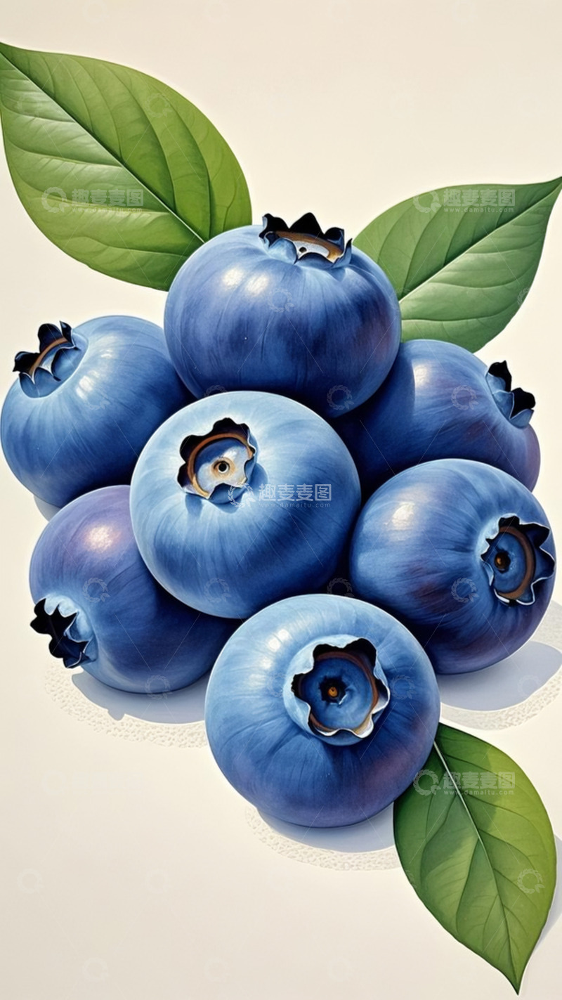 高清大图下载【趣麦麦图】蓝莓  水果    手绘 