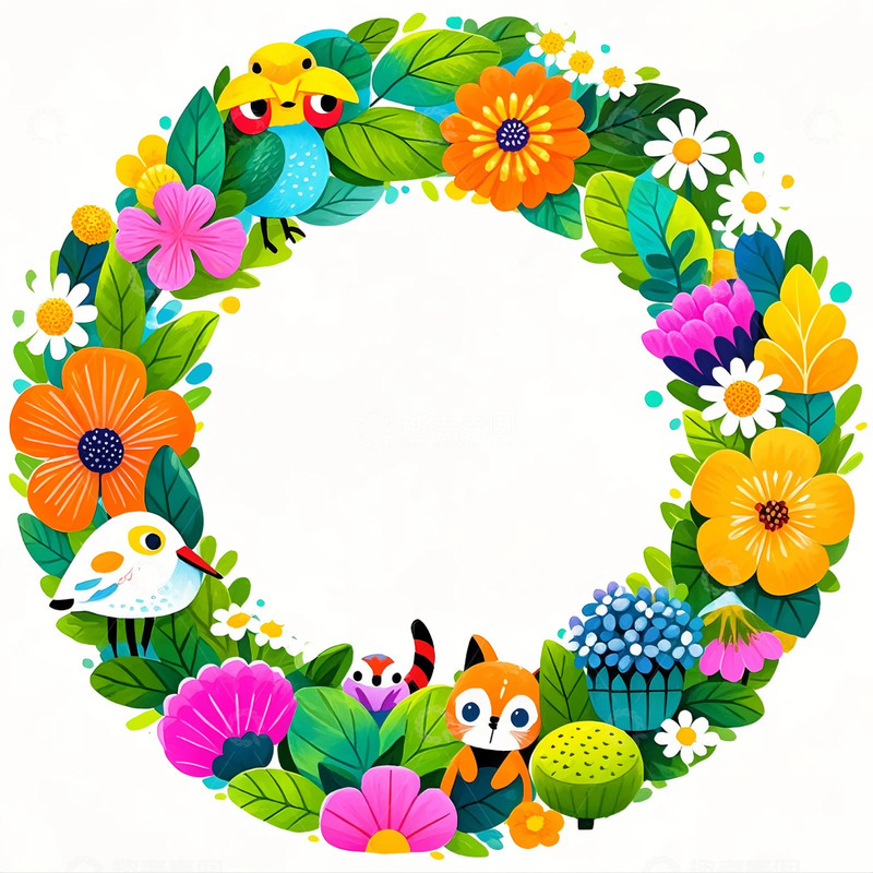 高清大图下载【趣麦麦图】动物 边框 插画