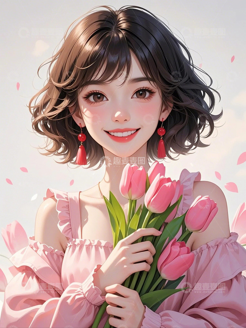 高清大图下载【趣麦麦图】时尚女孩人物和鲜花8