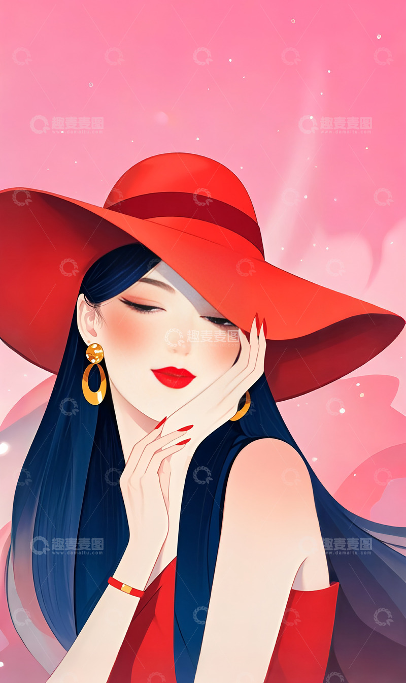 高清大图下载【趣麦麦图】女神节妇女节平面插画背景