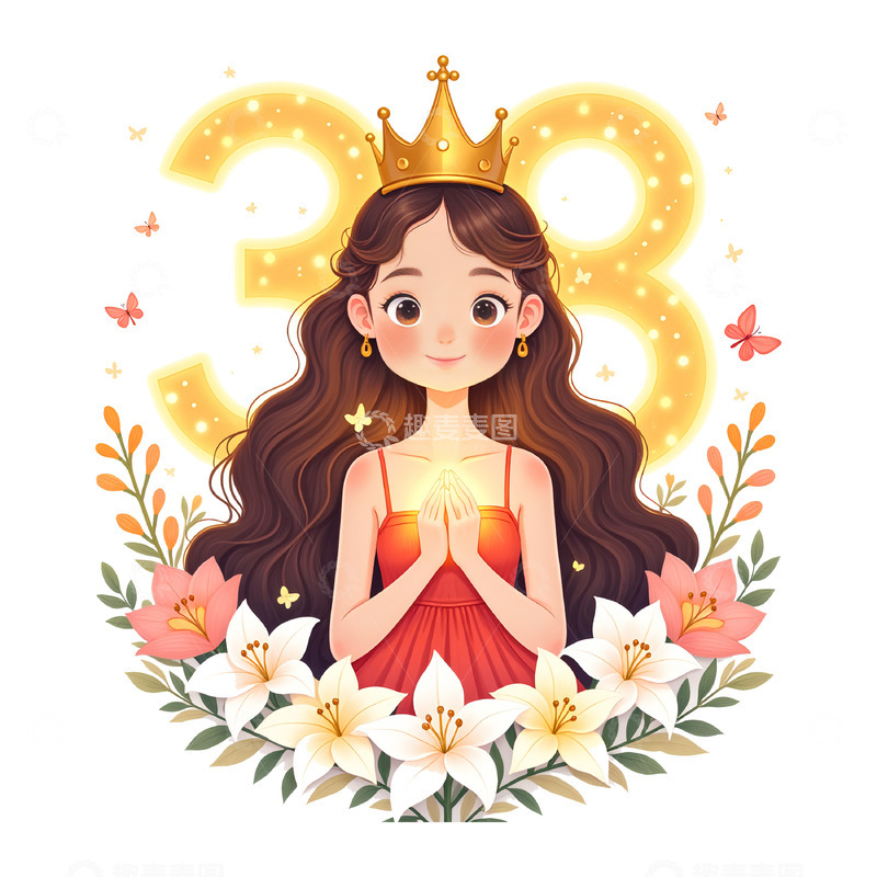 高清大图下载【趣麦麦图】三八妇女节女神插画素材