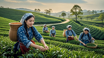 茶农采茶场景摄影图