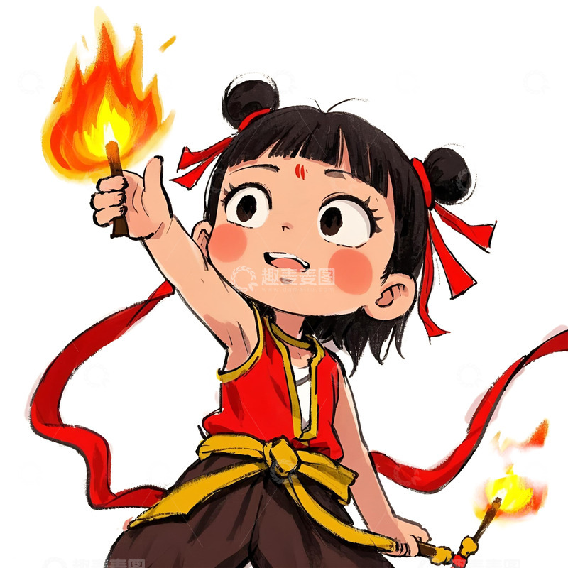 高清大图下载【趣麦麦图】手绘哪吒小孩1