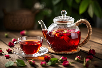 玫瑰花茶摄影图1