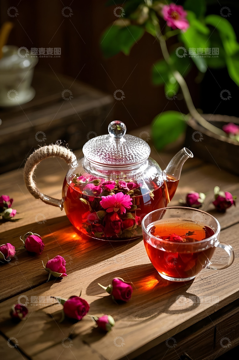 高清大图下载【趣麦麦图】玫瑰花茶摄影图