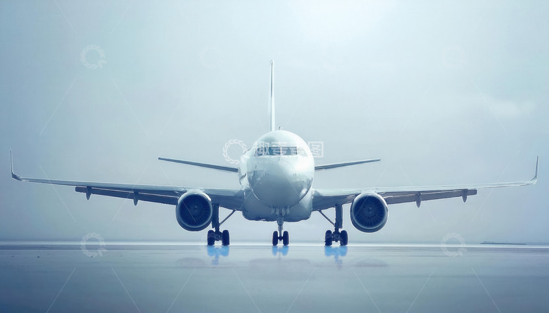 高清大图下载【趣麦麦图】跑道上静立的大型民航客机