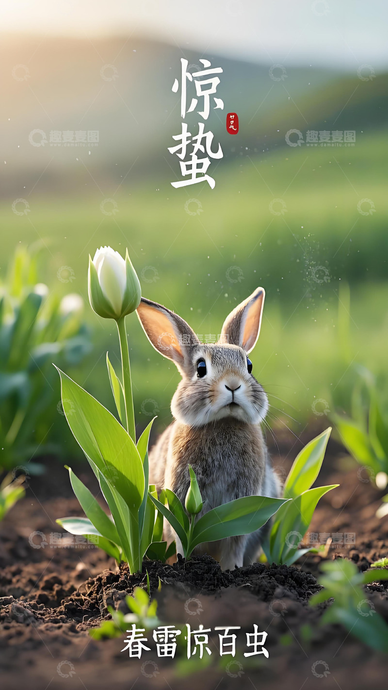 高清大图下载【趣麦麦图】惊蛰节气海报壁纸春天花草风景16