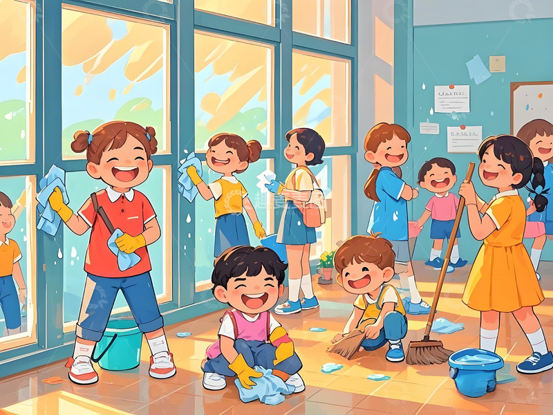 高清大图下载【趣麦麦图】开学季学校上学大扫除打扫卫生新学期展板手抄报黑板报3