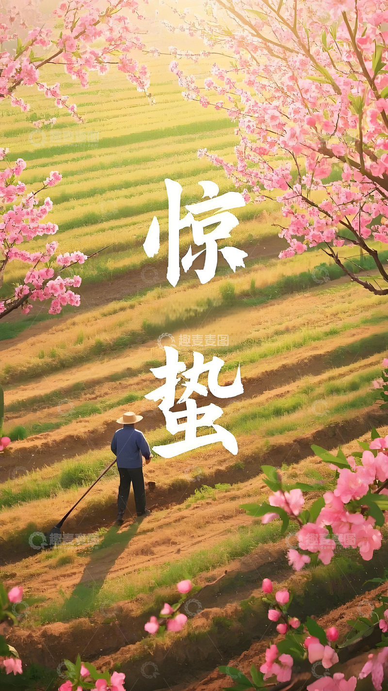 高清大图下载【趣麦麦图】惊蛰节气海报壁纸春天花草风景21