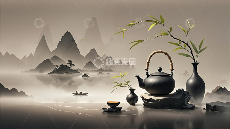 高清大图下载【趣麦麦图】古风山水茶具静物摄影