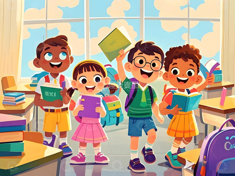 高清大图下载【趣麦麦图】开学季学校上学大扫除打扫卫生新学期展板手抄报黑板报11