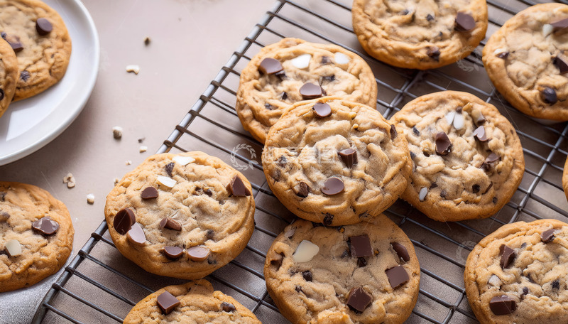 高清大图下载【趣麦麦图】金属架上的巧克力坚果碎曲奇饼干