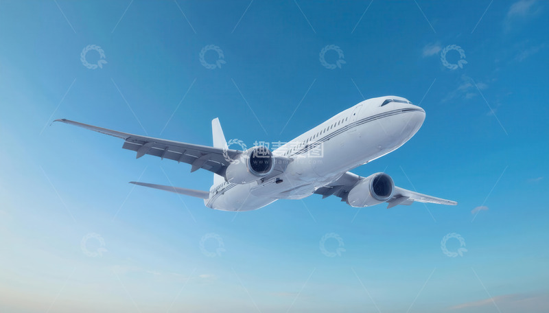 高清大图下载【趣麦麦图】碧空之上飞行的白色喷气客机