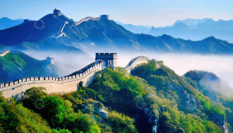 高清大图下载【趣麦麦图】雾绕青山上蜿蜒的古老长城