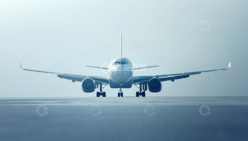 高清大图下载【趣麦麦图】机场跑道上蓄势待发的客机