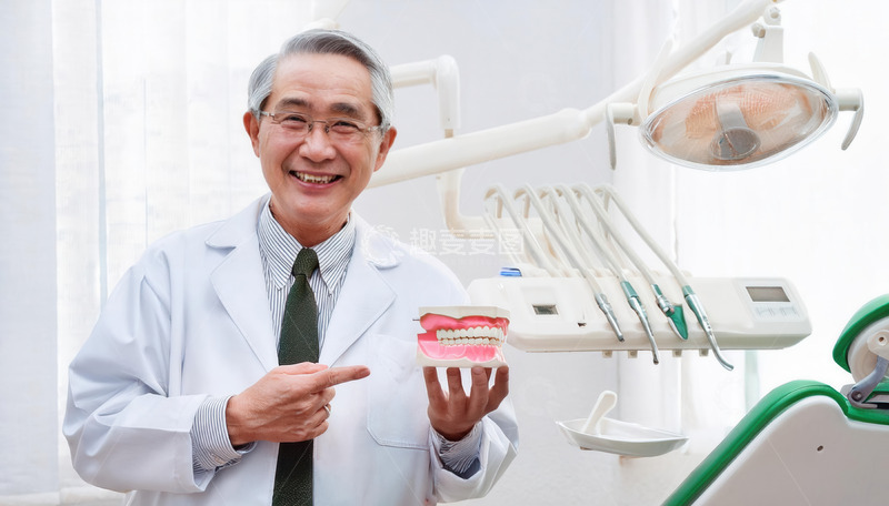 高清大图下载【趣麦麦图】牙医展示牙齿模型讲解口腔知识