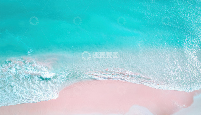 高清大图下载【趣麦麦图】粉蓝交织的梦幻海滨迷人景致