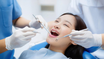 牙医团队为患者细致检查牙齿