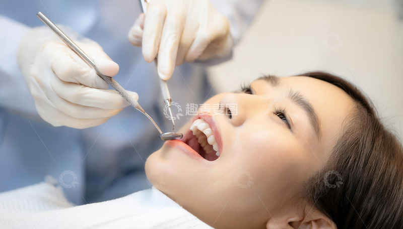 高清大图下载【趣麦麦图】牙医专注为患者进行牙齿检查