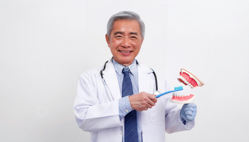 高清大图下载【趣麦麦图】牙医展示模型并讲解刷牙知识