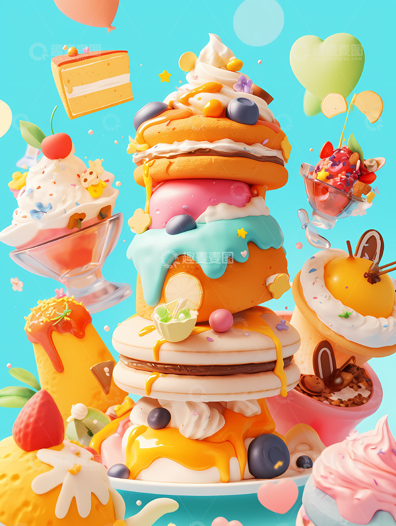 高清大图下载【趣麦麦图】缤纷甜品蛋糕1