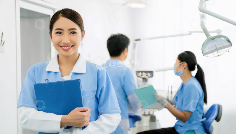 高清大图下载【趣麦麦图】-牙科医护微笑，展现专业与活力