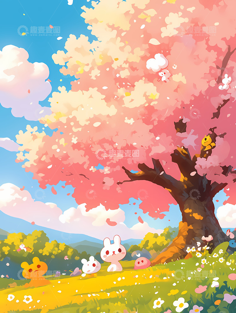 高清大图下载【趣麦麦图】樱花树背景素材