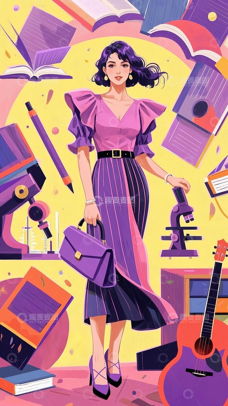高清大图下载【趣麦麦图】自信女性插画女神节素材