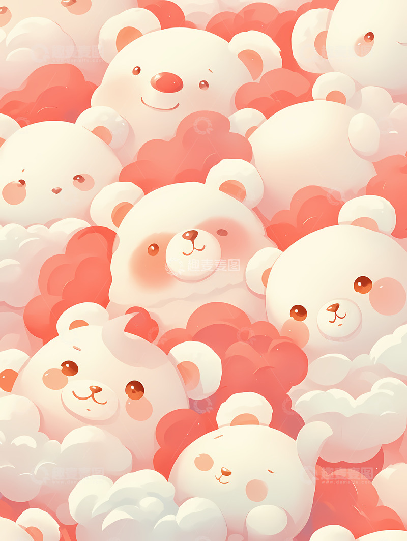 高清大图下载【趣麦麦图】粉色大熊背景