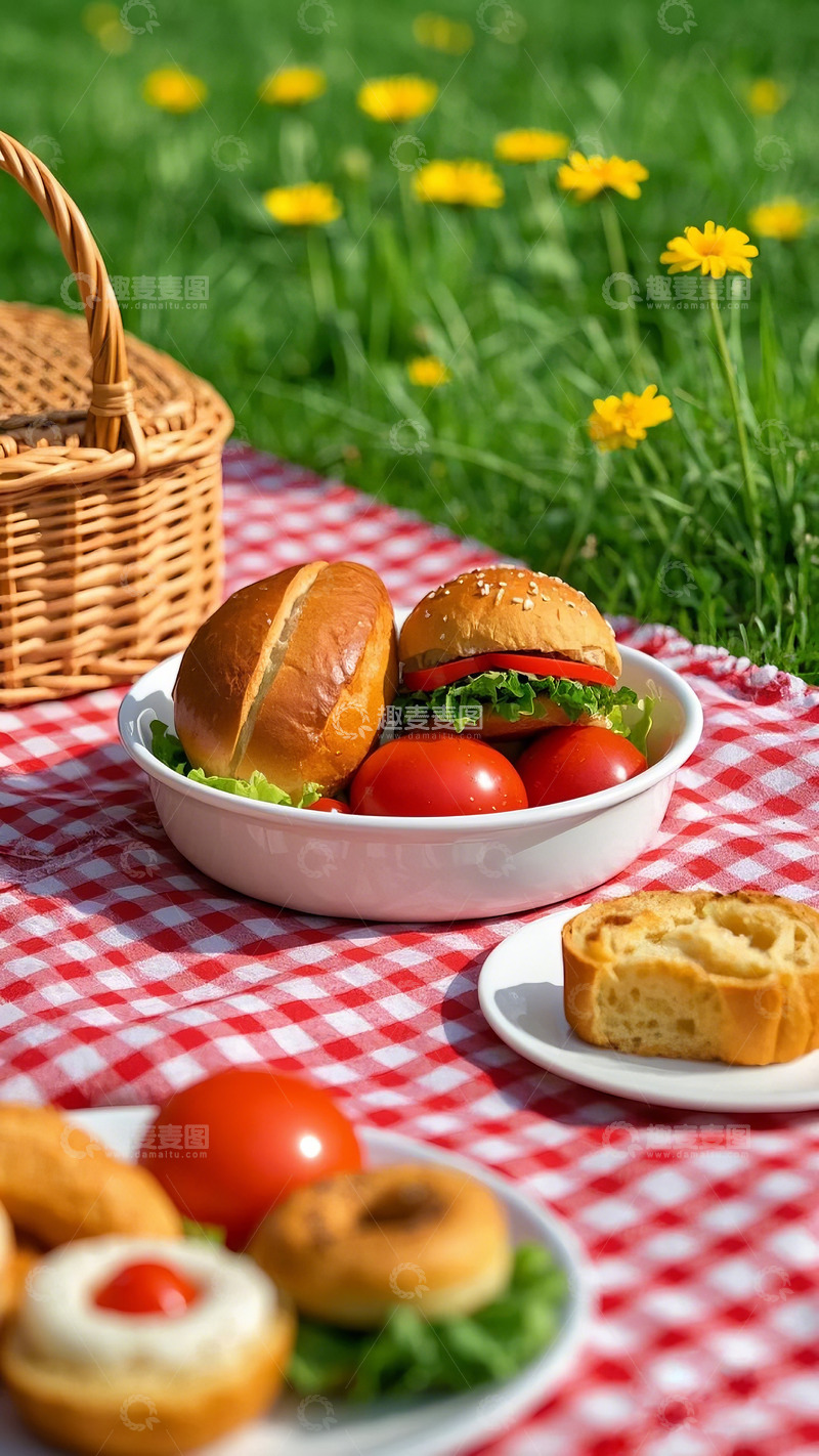 高清大图下载【趣麦麦图】春天野餐美食