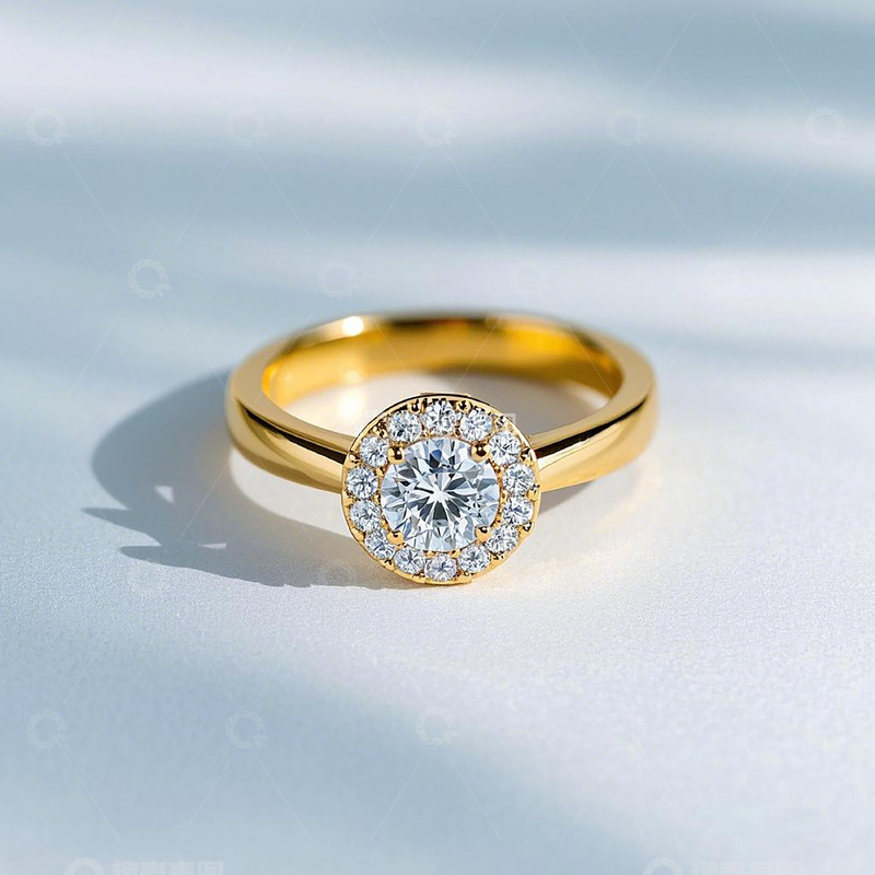 高清大图下载【趣麦麦图】简约款钻石金戒指