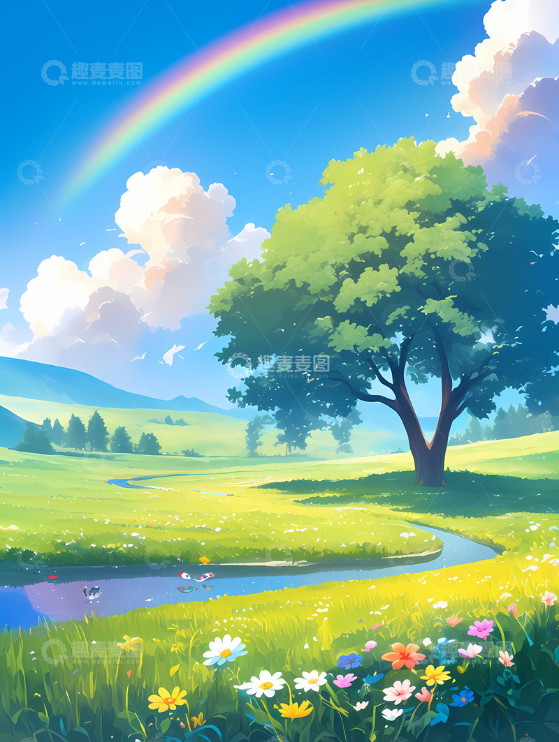 高清大图下载【趣麦麦图】蓝天彩虹背景