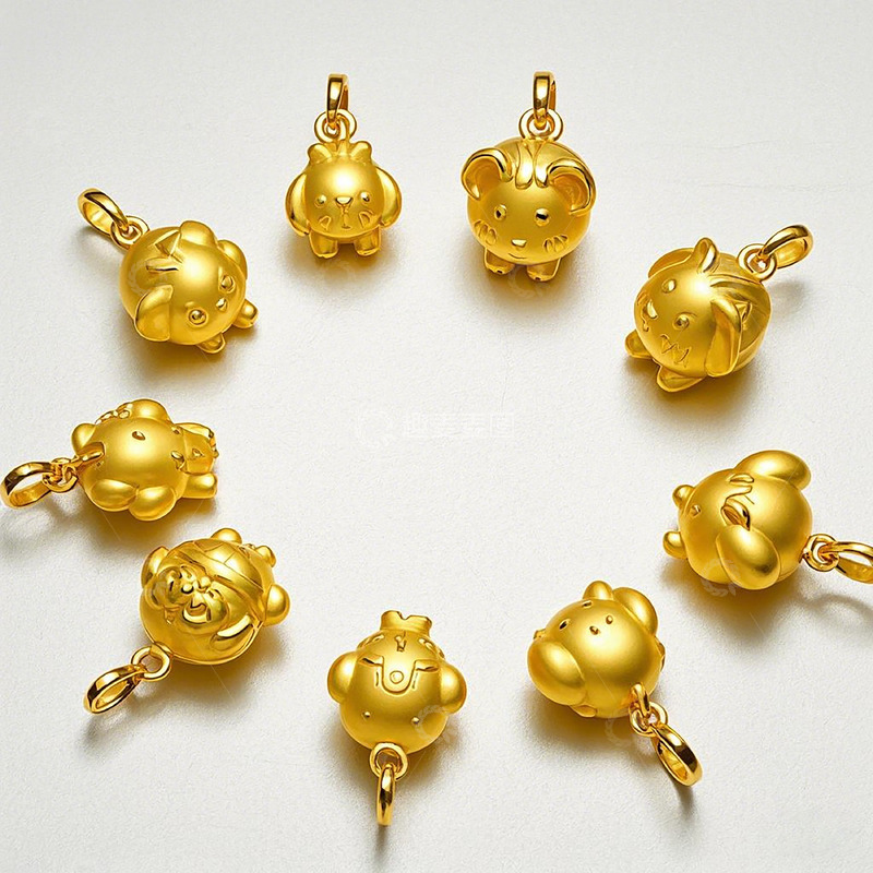 高清大图下载【趣麦麦图】多种生肖造型的黄金吊坠