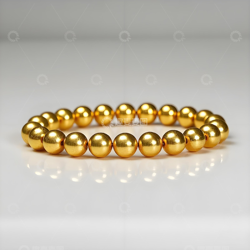 高清大图下载【趣麦麦图】简约金色圆珠手链