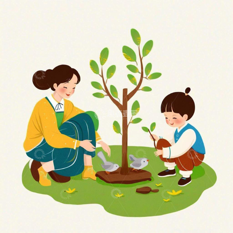 高清大图下载【趣麦麦图】植树节 插画素材5