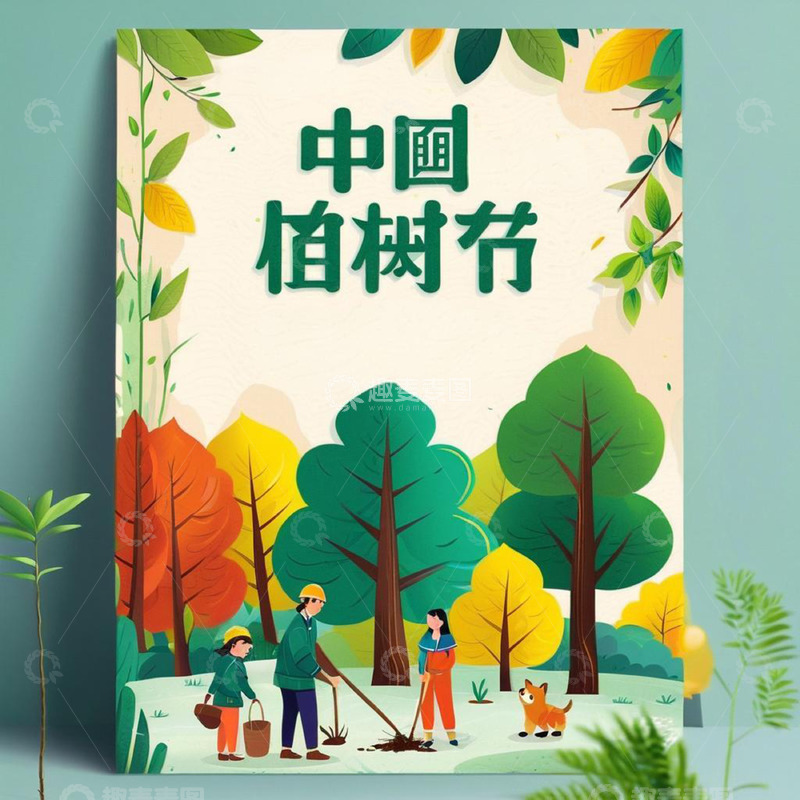 高清大图下载【趣麦麦图】植树节 插画素材3