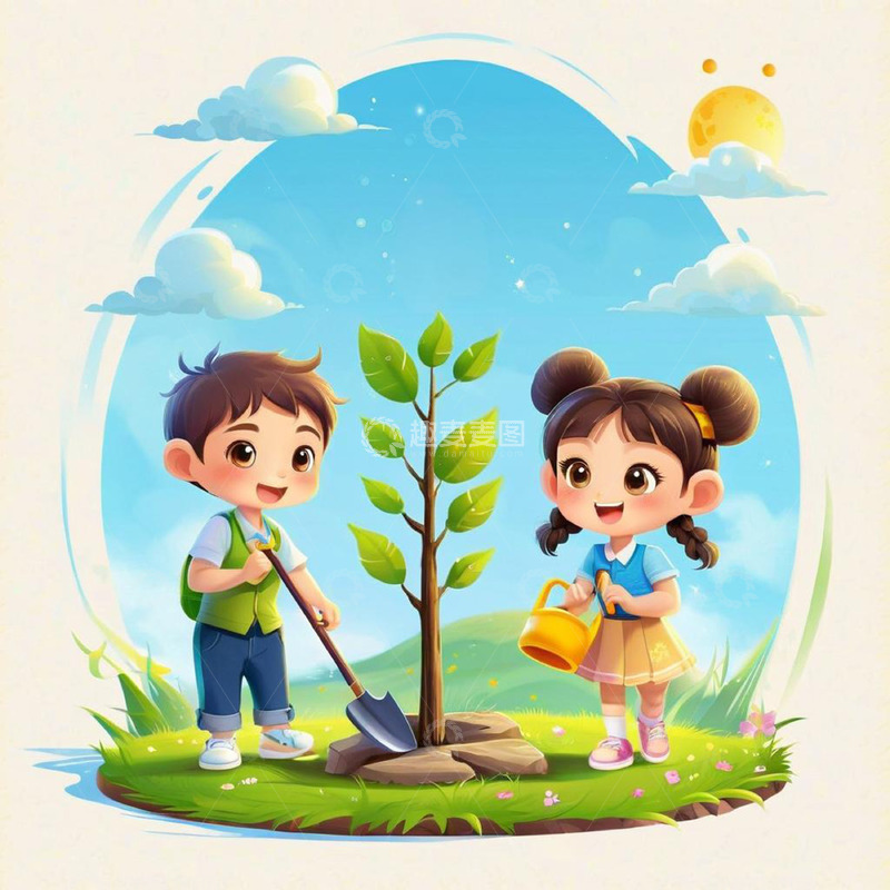 高清大图下载【趣麦麦图】植树节 插画素材