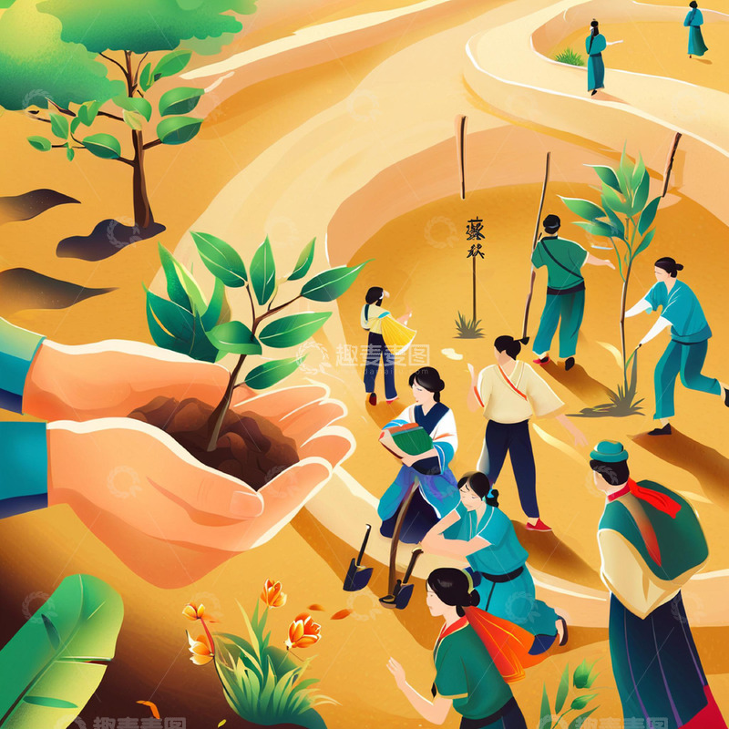 高清大图下载【趣麦麦图】植树节 节日海报1