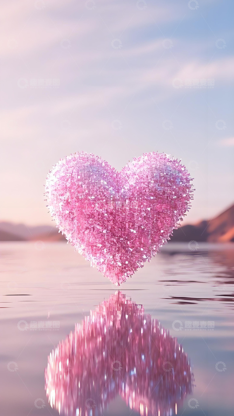 高清大图下载【趣麦麦图】粉色心形情人节七夕女神壁纸头像素材5