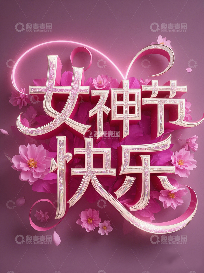 高清大图下载【趣麦麦图】3.8女神节快乐节日海报