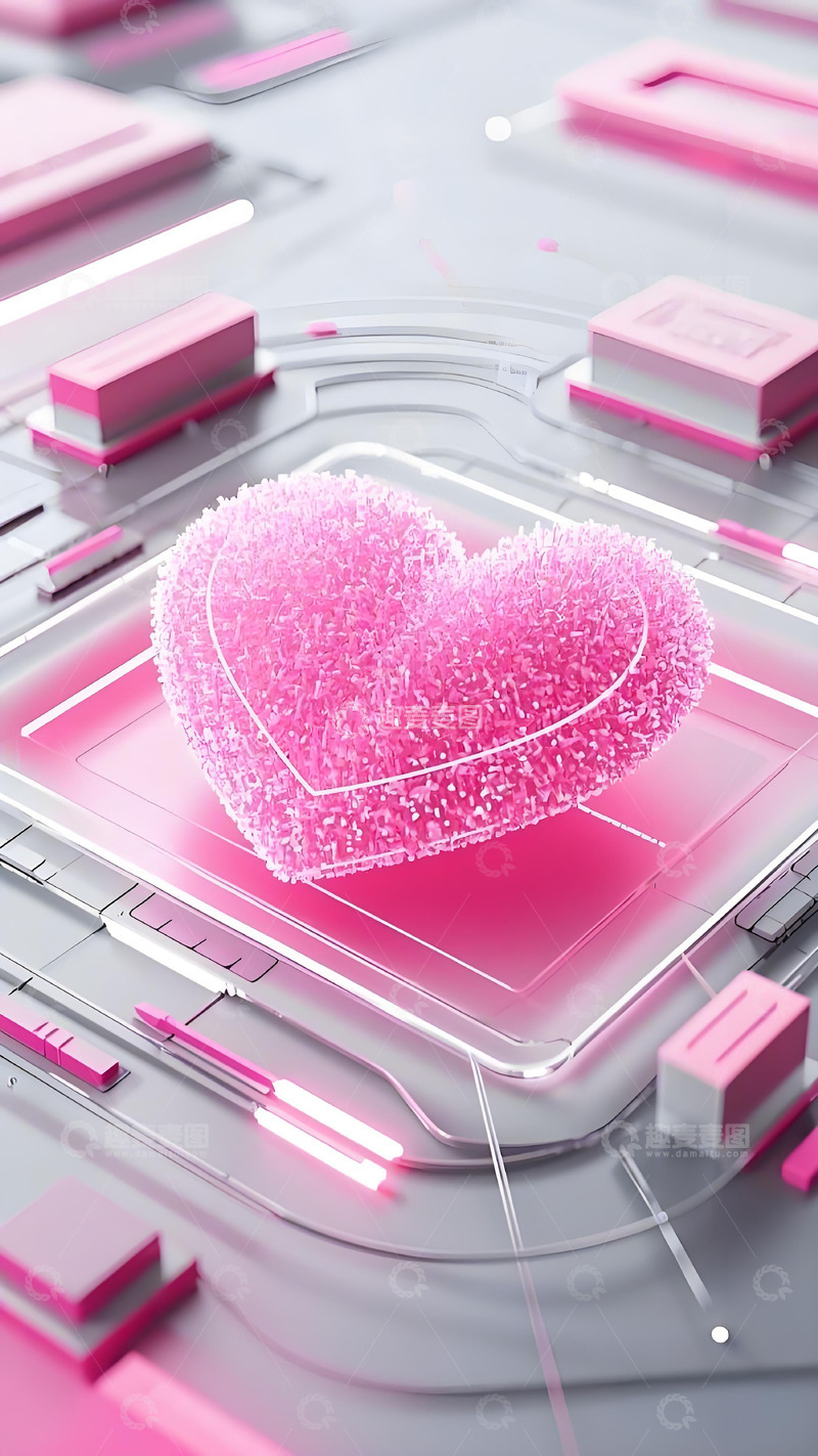 高清大图下载【趣麦麦图】粉色心形情人节七夕女神壁纸头像素材