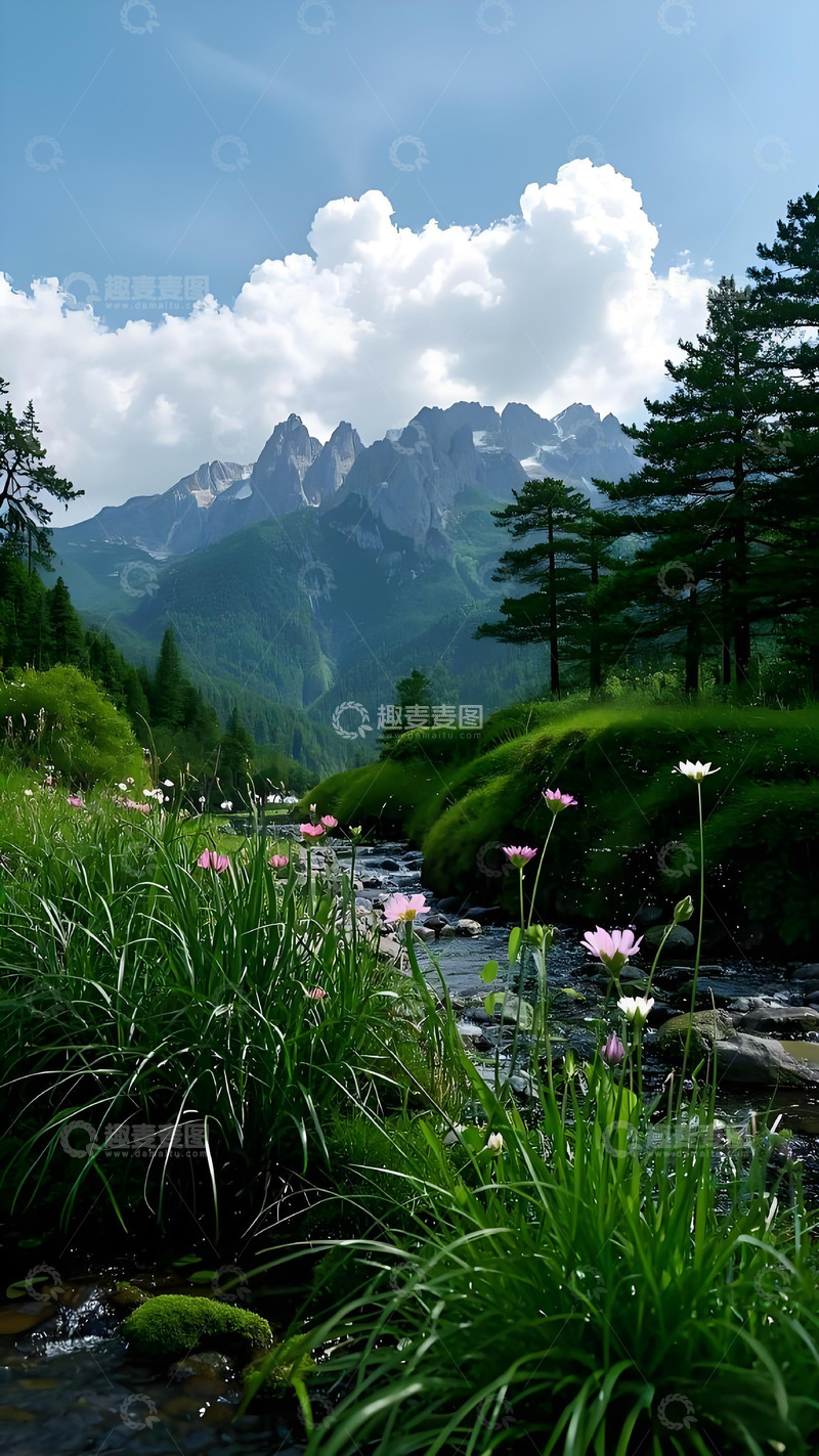 高清大图下载【趣麦麦图】春天山野田园农家柳树鸭子溪水燕子蓝天白云6