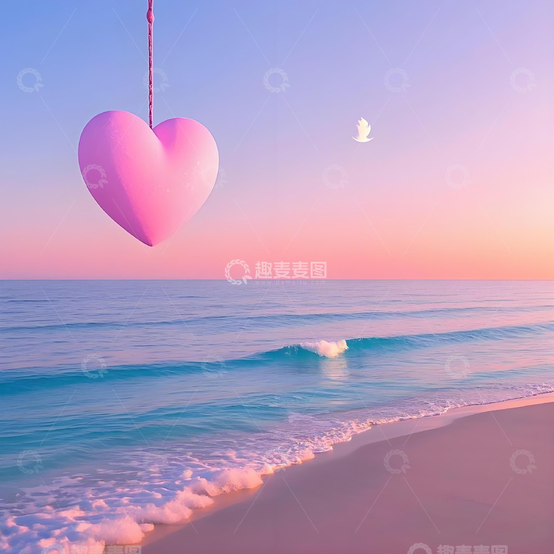 高清大图下载【趣麦麦图】粉色心形情人节七夕女神壁纸头像素材1