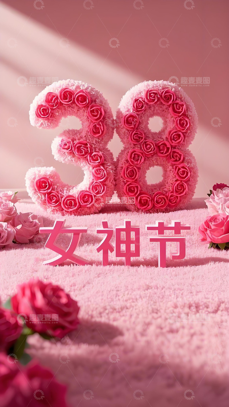 高清大图下载【趣麦麦图】38三八女神节妇女节壁纸海报头像红包封面素材3