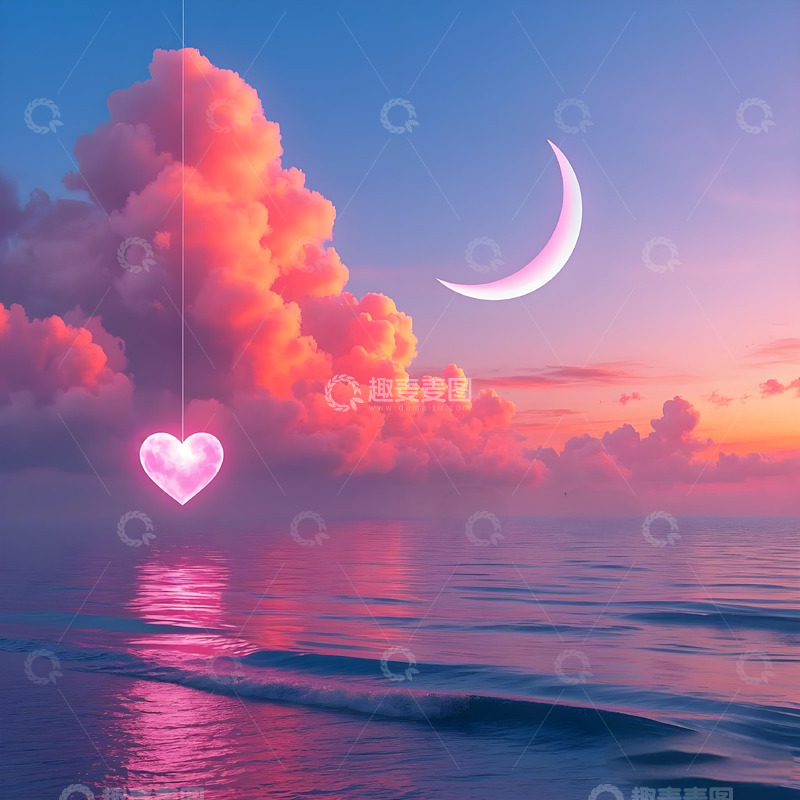 高清大图下载【趣麦麦图】粉色心形情人节七夕女神壁纸头像素材4