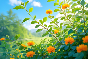 春天花卉野花小鸟雏菊栀子花桃花柳树三月风景摄影素材12
