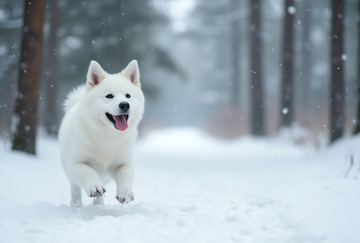 雪地玩耍的柴犬