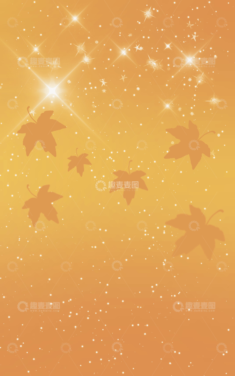 高清大图下载【趣麦麦图】黄色渐变枫叶背景底图素材