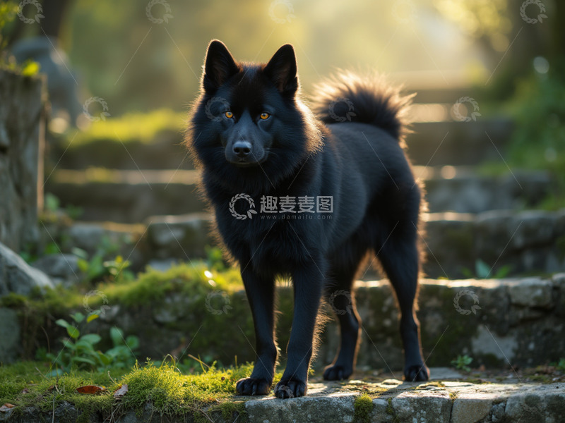 高清大图下载【趣麦麦图】农村的黑色柴犬1