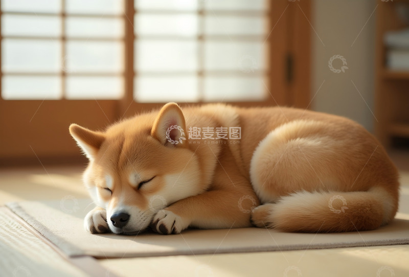 高清大图下载【趣麦麦图】在睡觉的柴犬